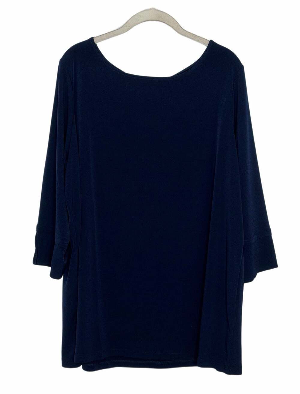 Susan Graver Women’s Modern Essentials Liquid Knit Navy Blue Blouse Size 1X